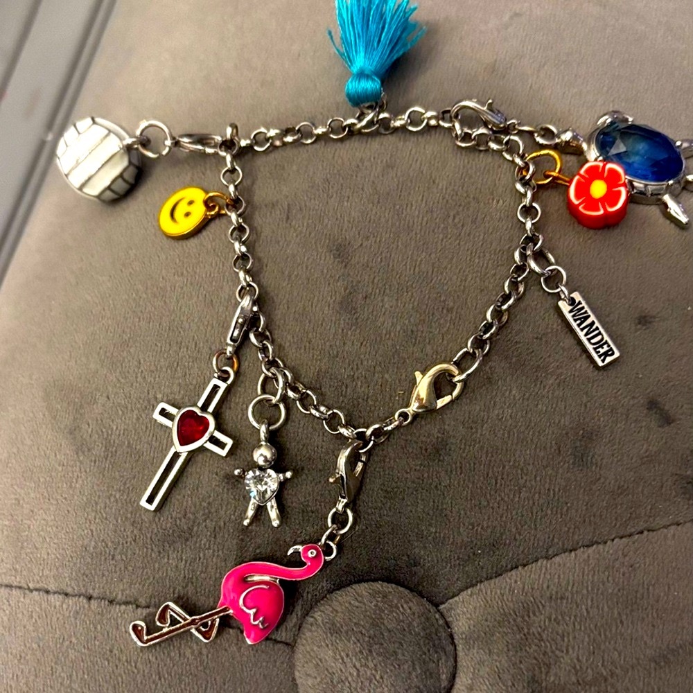 Wander Silver Tone Charm Bracelet